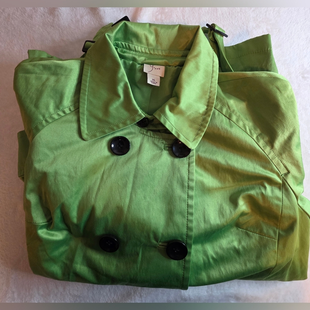 Green Double-Breasted Trench Coat - Women